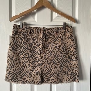 Denim Animal Print Mini Skirt Forever 21 Size Large